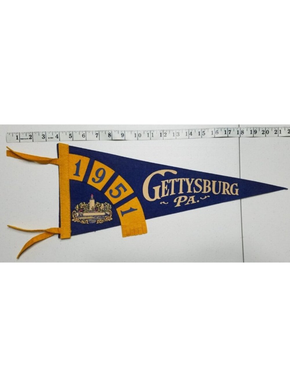Vtg Felt Pennant 1951 Gettysburg PA. Eternal Light Souvenir Travel Collectible